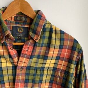 Viyella Cotton Wool Button Down Shirt Plaid Made in Canada Men’s Medium